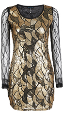 Gold Sequin Mesh Dress