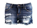 High Rise Fringe Hem Denim Shorts