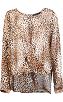 Cheetah Print Drape Blouse in Brown | DAILYLOOK