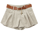 Pleated Shorts with Woven Belt