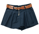 Pleated Shorts with Woven Belt