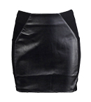 Leather Panel Mini Skirt in Black | DAILYLOOK