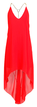 T-Strap Chain Link Red Dress