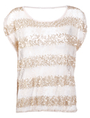Sequin and Lace Striped Tee