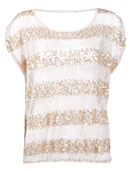 Sequin and Lace Striped Tee
