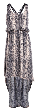 Snake Print Woven Back Hi-Low Dress