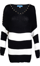 Striped Spike Shoulder Sweater