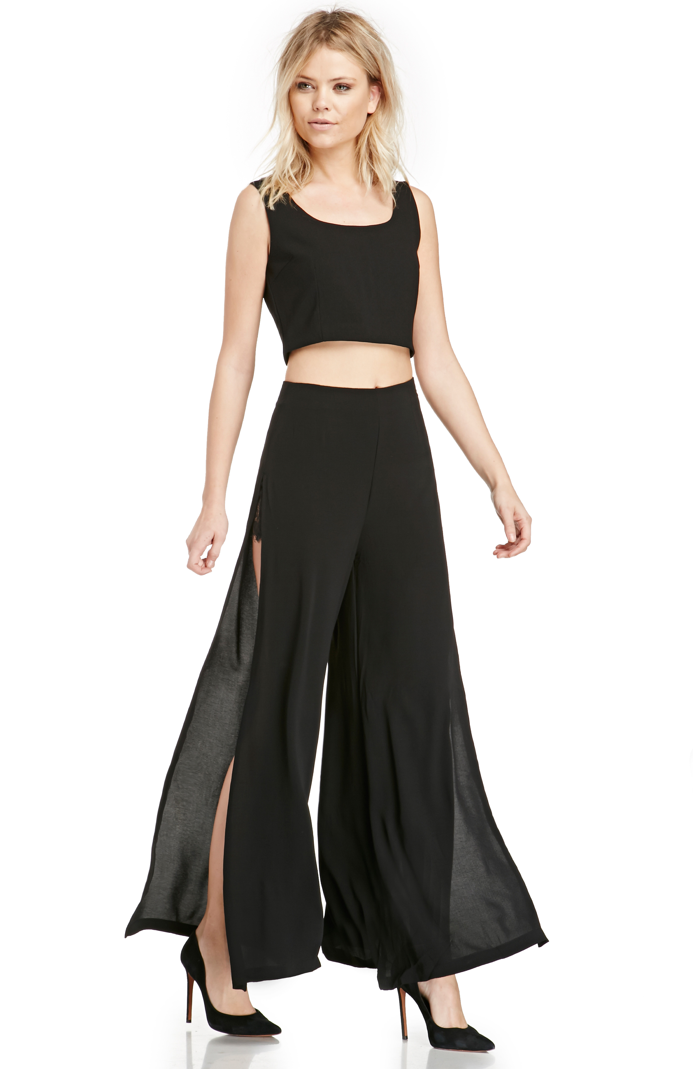 black palazzo pants elastic waist