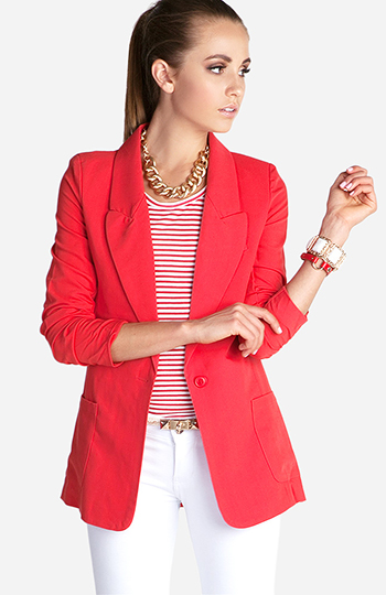 Double Front Pocket Blazer Slide 1
