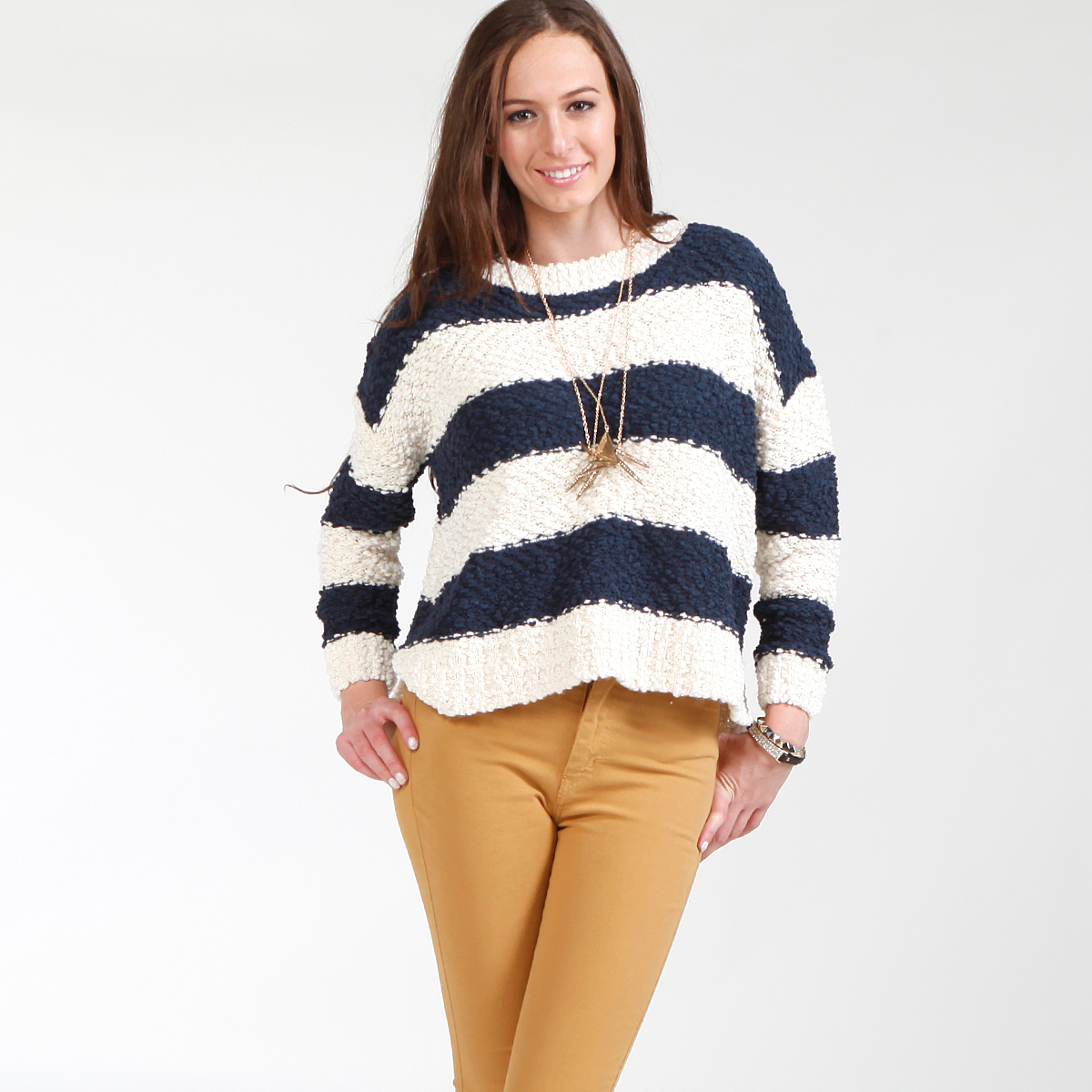 Chunky Striped Sweater in Navy DAILYLOOK