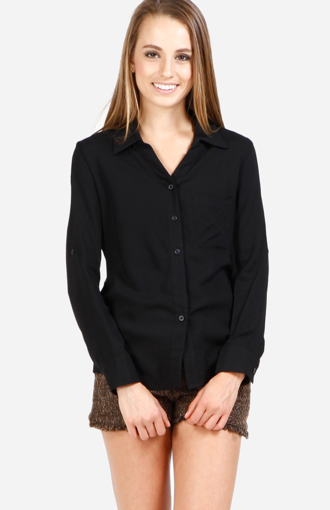 Casual Chic Button Down Top in Black DAILYLOOK
