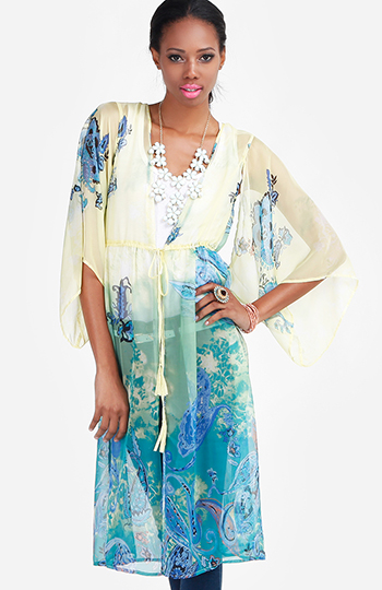 Paisley Print Kaftan Slide 1