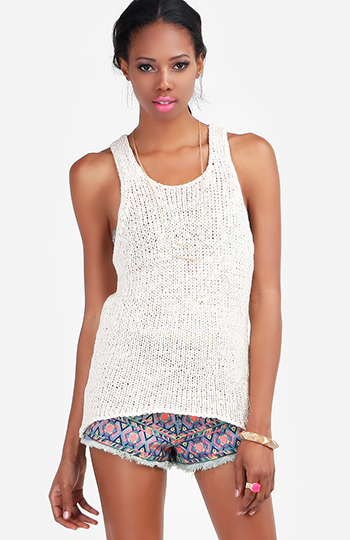 Open Knit Sleeveless Top Slide 1