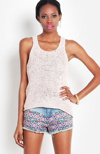 Open Knit Sleeveless Top Slide 1