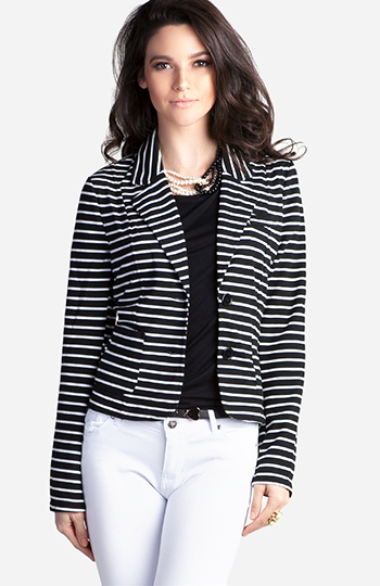 Striped Knit Blazer Slide 1