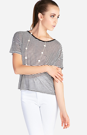 Sheer Striped Tee Slide 1