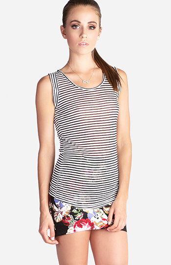 Sheer Striped Tank Top Slide 1