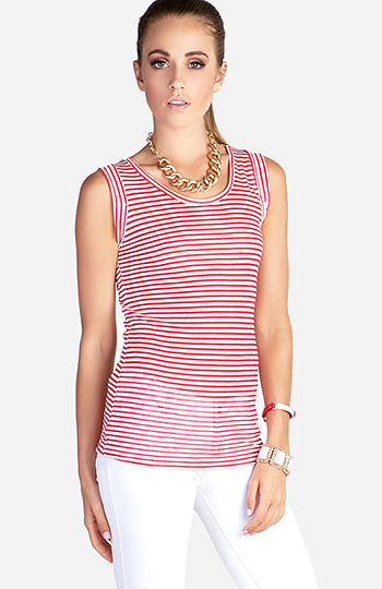 Sheer Striped Tank Top Slide 1