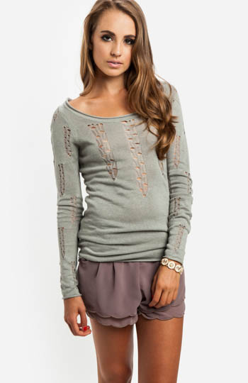 Open Knit Dagger Sweater Slide 1