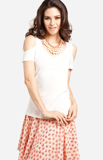 Shoulder Cutout Tee Slide 1