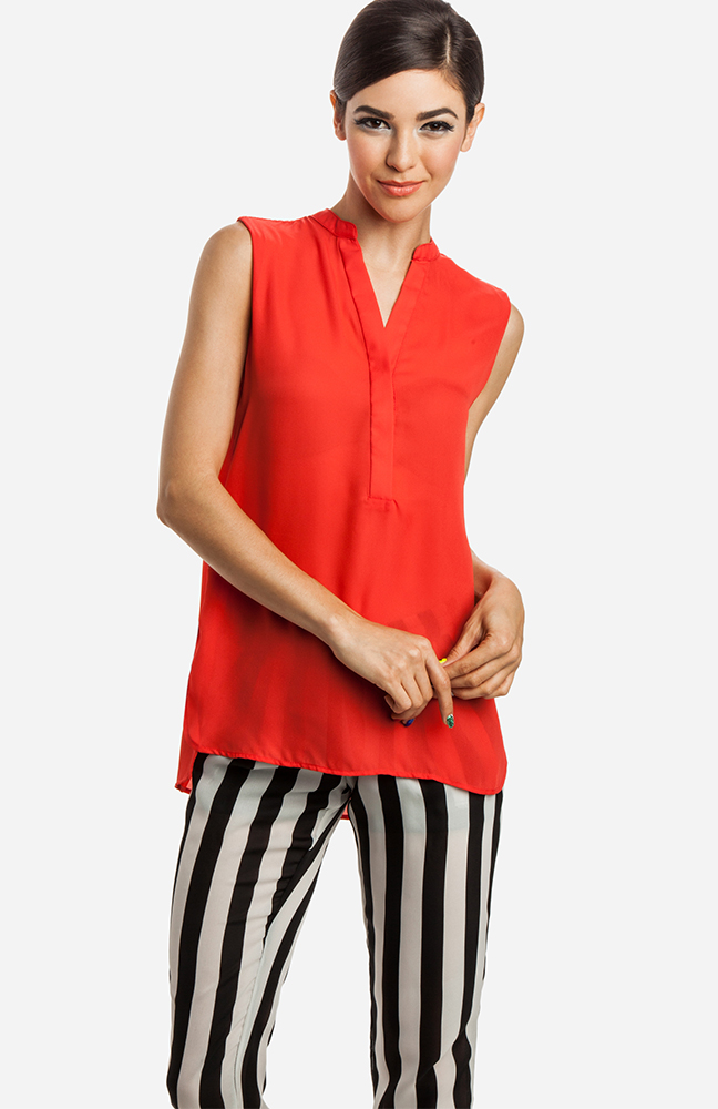 Sleeveless High Low Blouse in Red DAILYLOOK