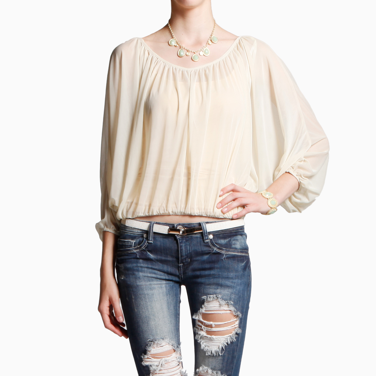 Peasant Blouse in Ivory DAILYLOOK
