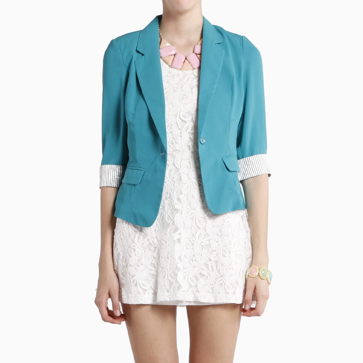 teal jacket dress