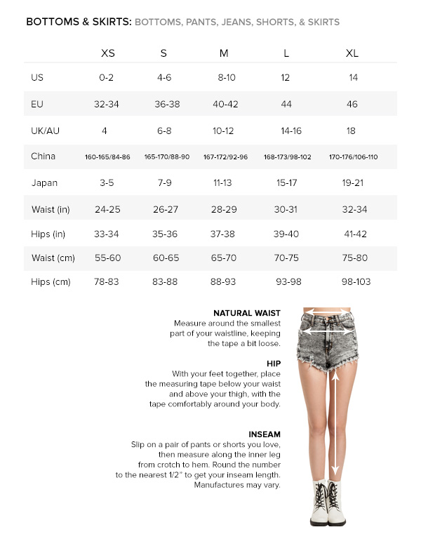 Skirt Length Measurement Chart