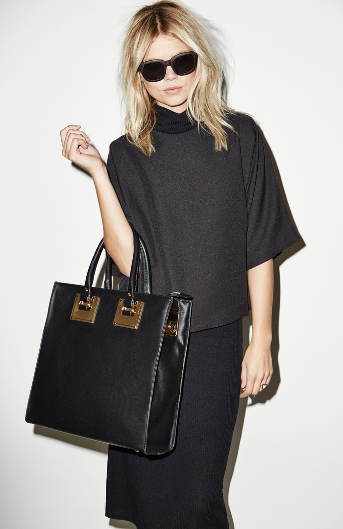 Olivia Pope Vegan Leather Tote in Black DAILYLOOK