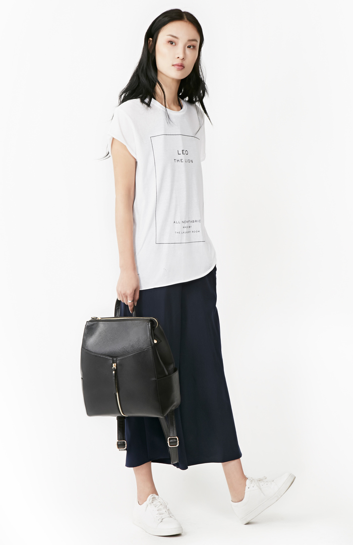 Julie Brown Vegan Leather Zip Backpack in Black | DAILYLOOK