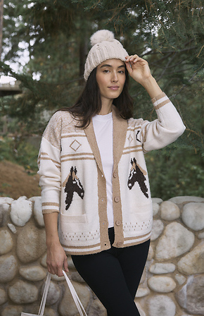Horse Printed Cardigan in Taupe Multi S/M | DAILYLOOK Horse Printed Cardigan in Taupe Multi S/M | DAILYLOOK