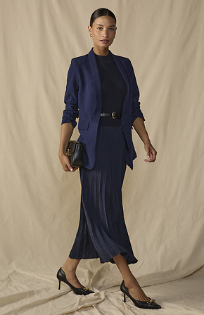 sleeveless mock neck pleated midi sweater dress Sleeveless Shimmer Midi Sweater Dress by Moon River