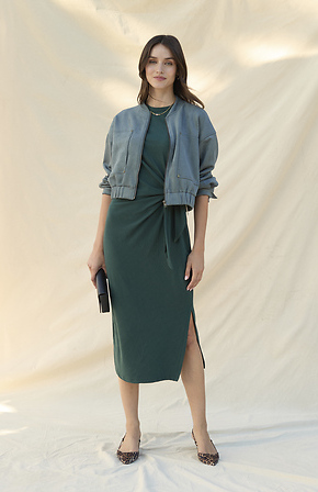 Front Side Tie Dress in Black S | DAILYLOOK