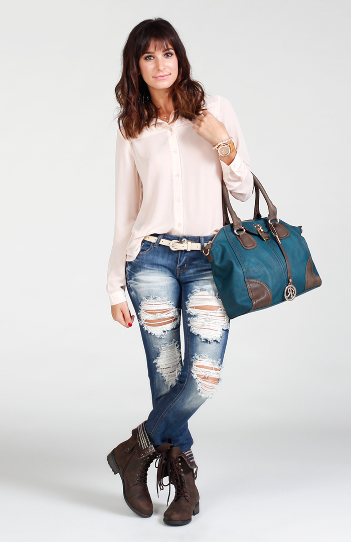 Distressed Faded Jeans in Blue DAILYLOOK