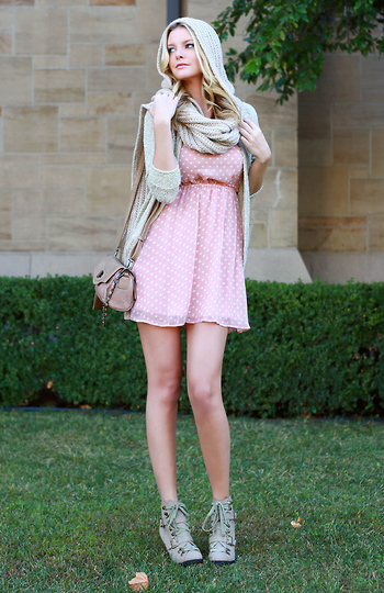 Vintage Pink Polkadot Americana Look by Nine Bird, Tresics, and Qupid Slide 1