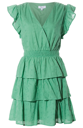 Tiered Eyelet Mini Dress Slide 1