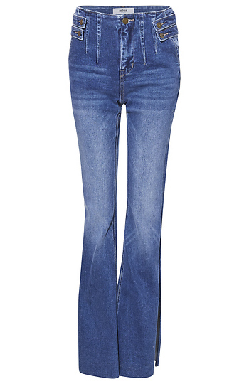 High Rise Side Slit Flare Jeans Slide 1