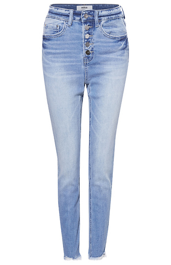 High Rise Button Fly Ankle Denim Slide 1