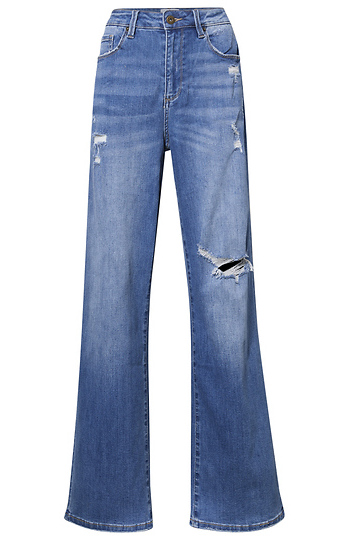 High Rise Distressed Denim Slide 1