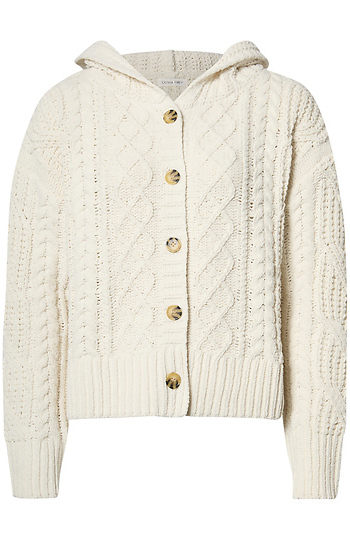 Hooded Cable Knit Sweater Slide 1