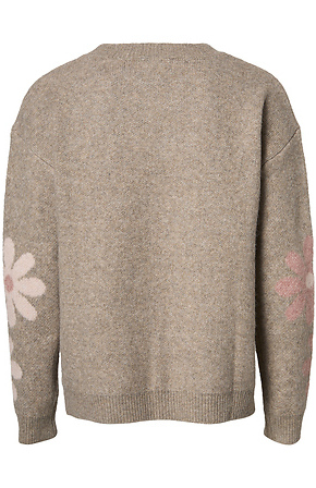 Daisy Print Crewneck Sweater in Taupe Multi L | DAILYLOOK