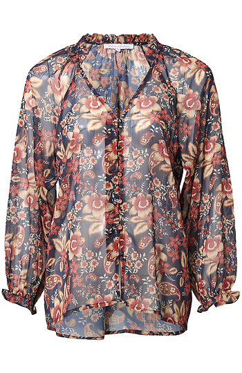 Floral V-Neck Blouse Slide 1