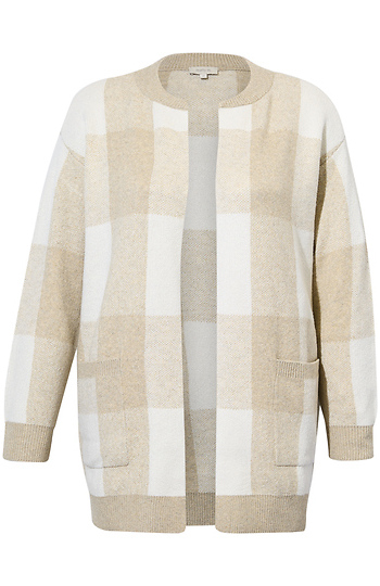Long Checkered Cardigan Slide 1