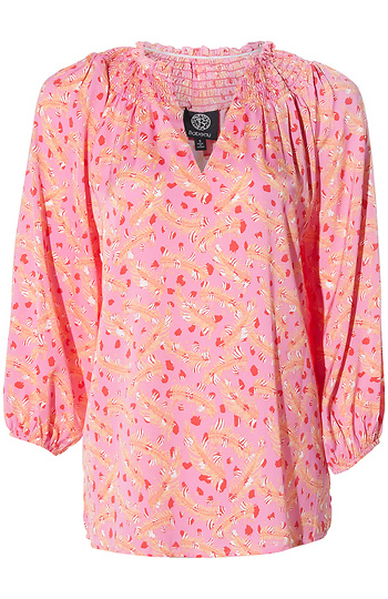 Smocked Collar Printed Blouse Slide 1