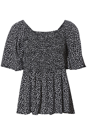 Animal Print Smocked Top Slide 1