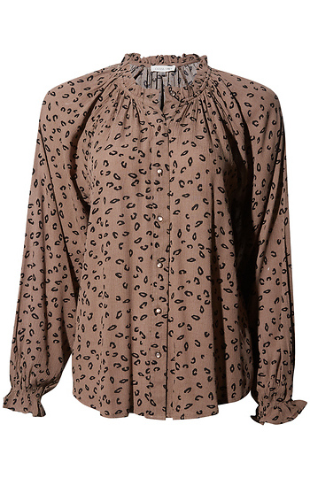Button Front Ruffle Neck Blouse Slide 1