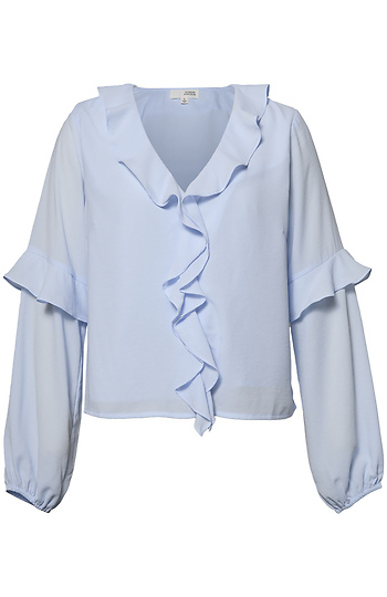 Ruffled V-Neck Blouse Slide 1