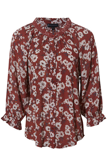 Button Front Blouse with Ruffle Slide 1