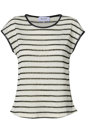 Striped Tee with Chiffon Trim Slide 1