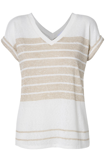 Double V-Neck Stripe Tee Slide 1